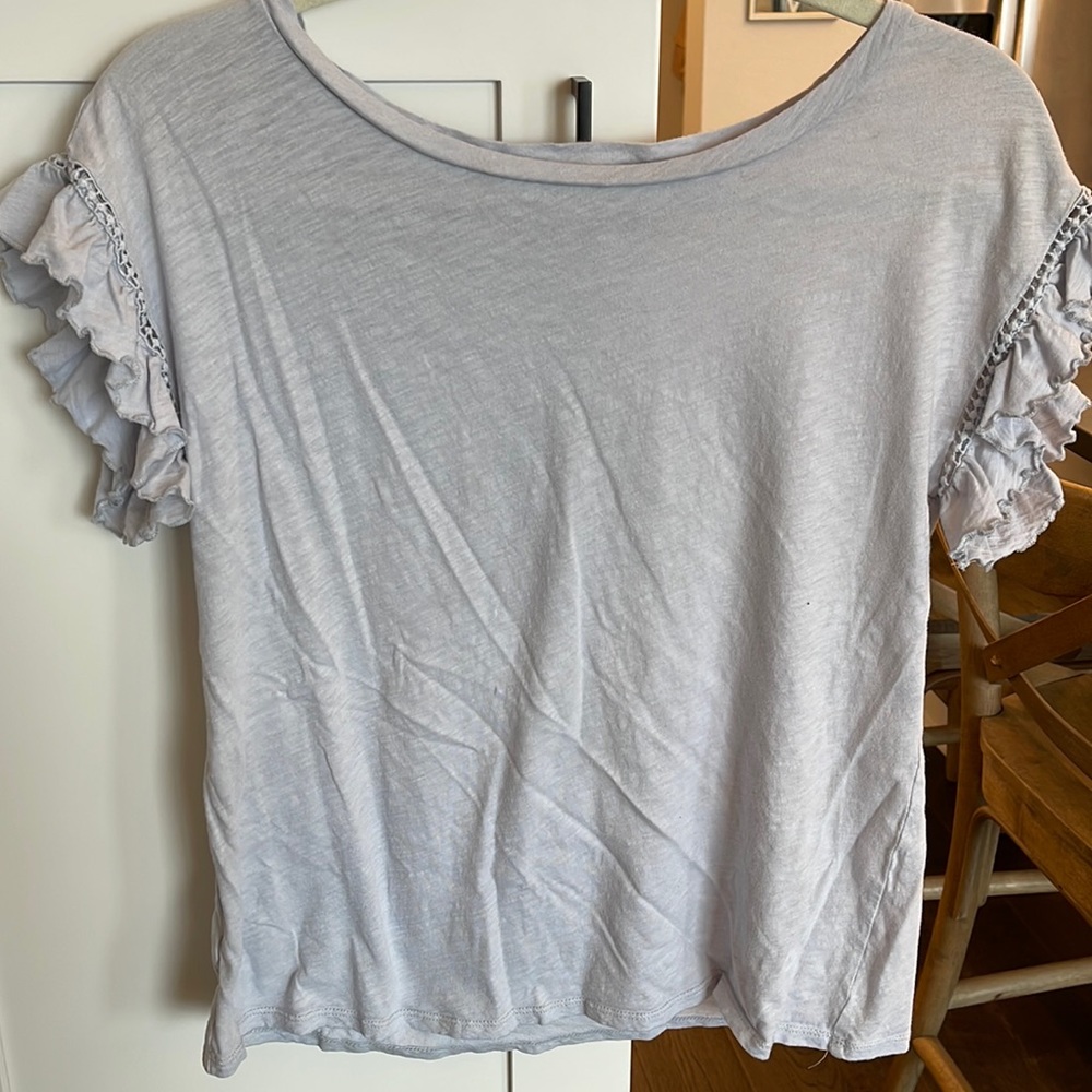 LOFT - Baby Blue Ruffle Tee